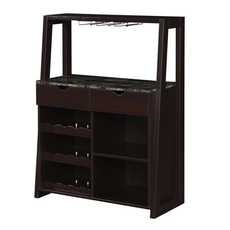 CONVENIENCE CONCEPTS Uptown Wine Bar with Espresso - Cabinet, Wood - 33.5 x 15.5 x 45.25 in. HI2540280